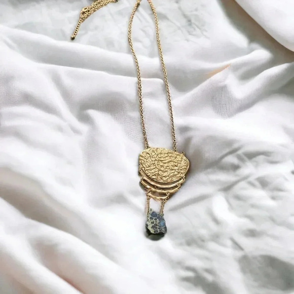 Gold Plated Bohemian Pendant Stone Long Necklace - Picture 2 of 2